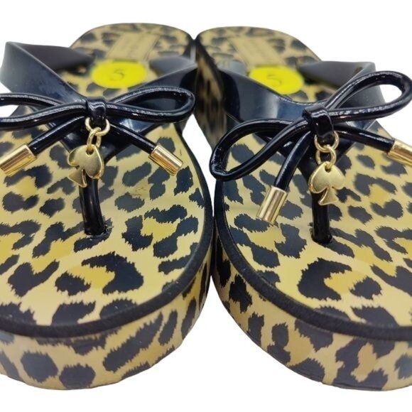 Kate Spade Thong Platform Sandals Black Tan Size 5 Rhett Flip Flops - Picture 7 of 7